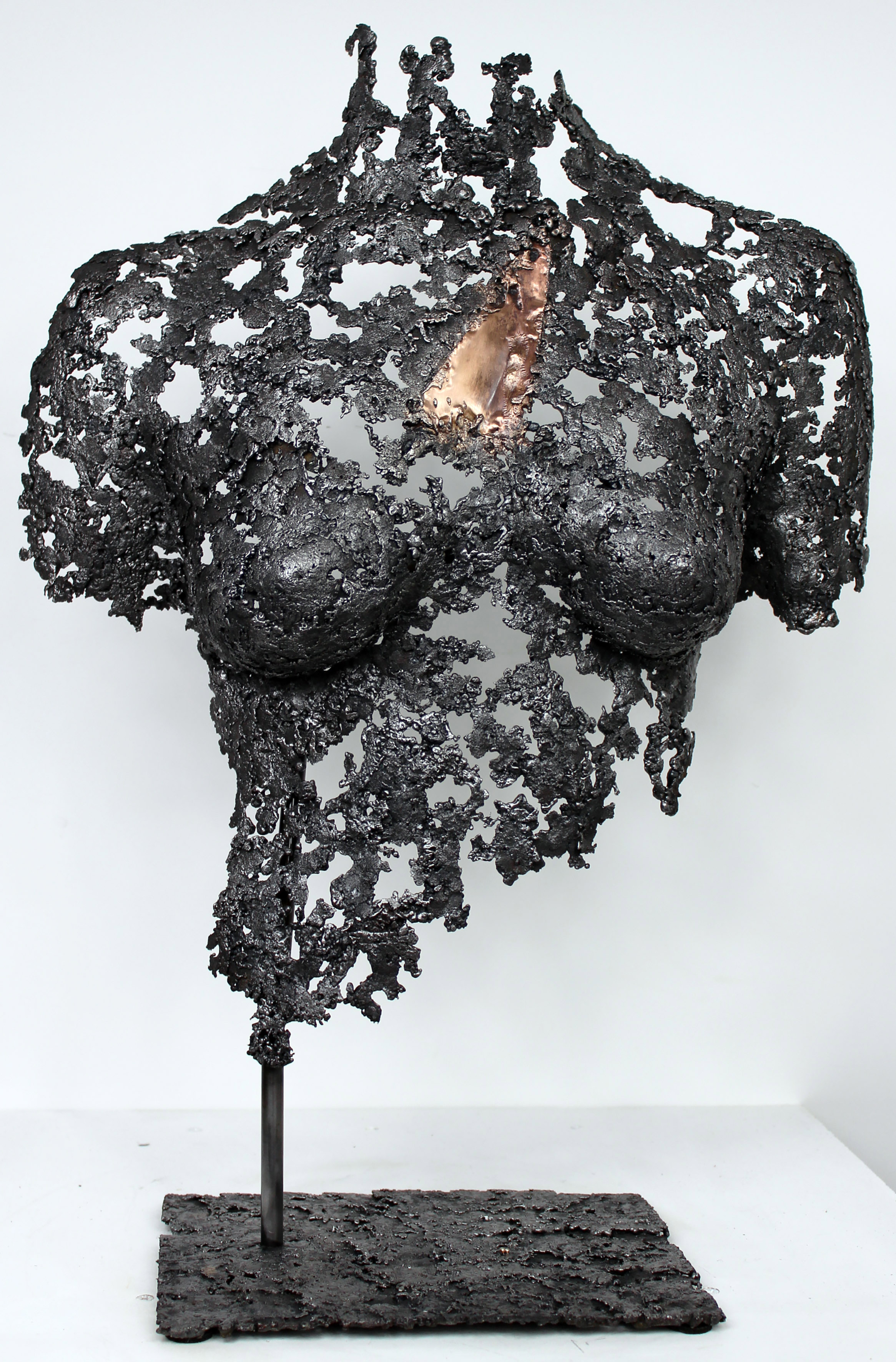 Sculpture En Acier Doré – Art Abstrait Fait Main, Déco Française