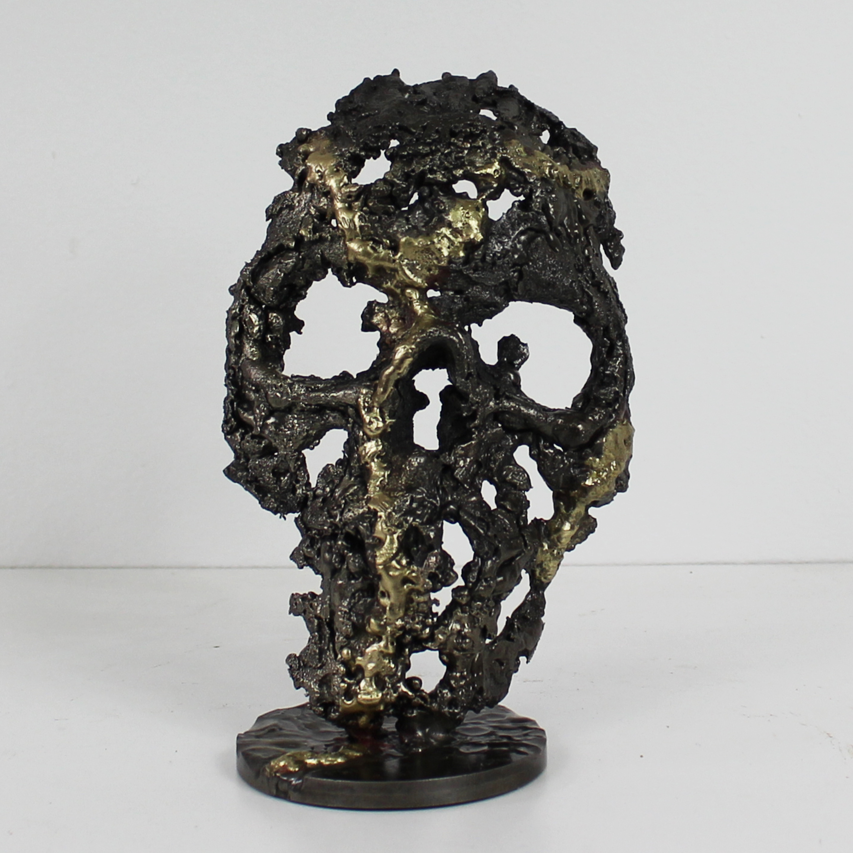 Crane 27-23 - Sculpture vanité metal - tête de mort acier bronze - skull artwork steel bronze - Philippe Buil Sculpteur